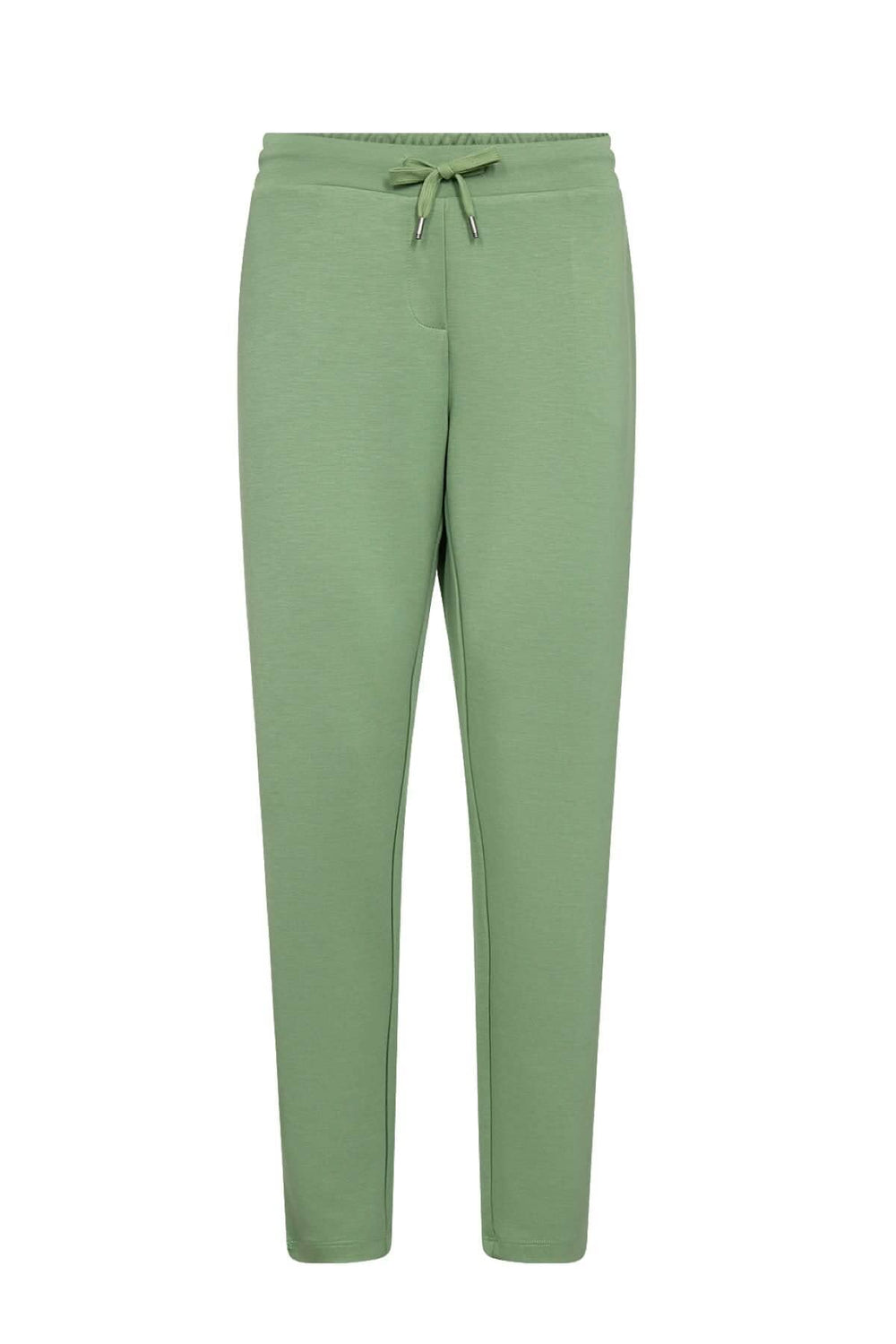 Pantalon jogging confortable vert en modal, polyester et élasthanne avec taille réglable et coupe ample.