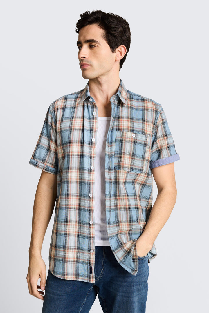 Chemise manches courtes à carreaux