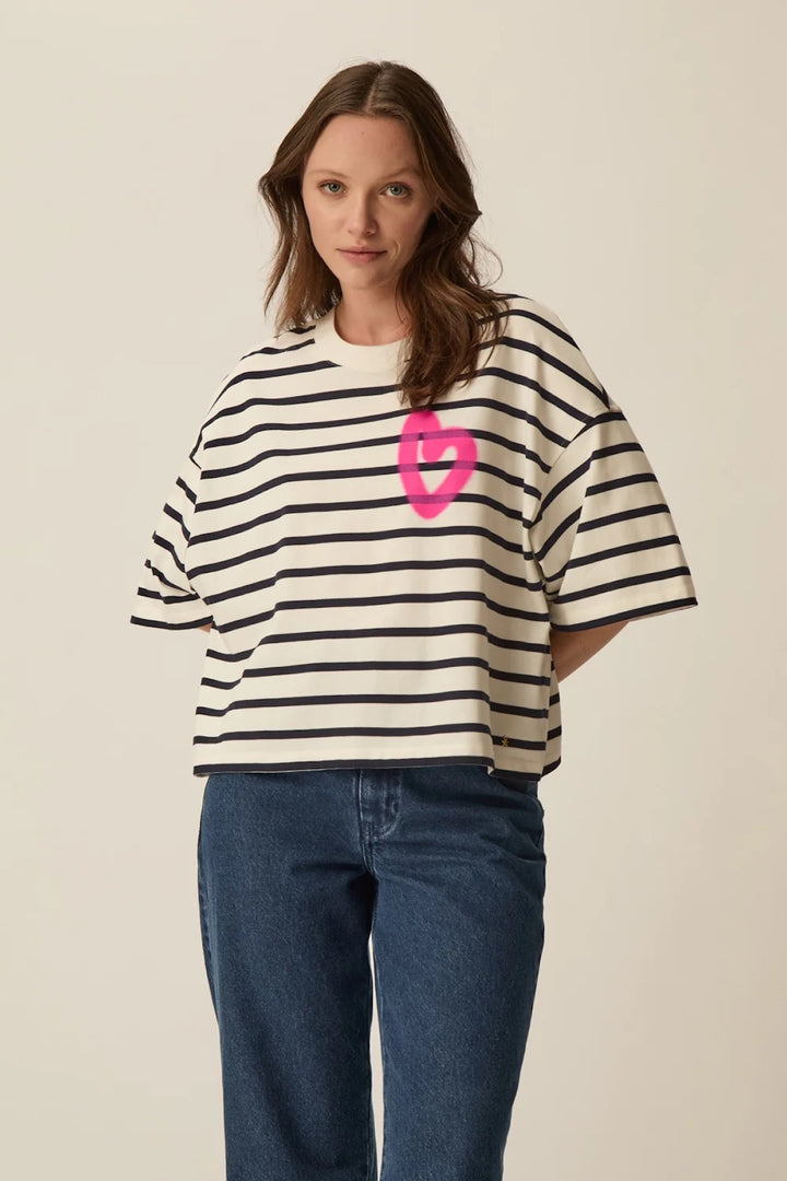 Fionna Striped Short-Sleeve Sweater Fit, Loose Fit
