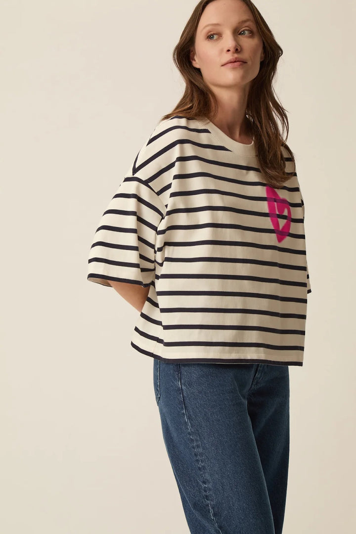 Fionna Striped Short-Sleeve Sweater Fit, Loose Fit