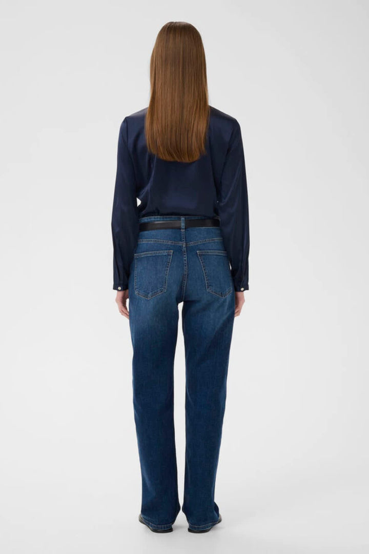 Vue de face blouse Inwear pour femme bleu avec col - Valérie Simon