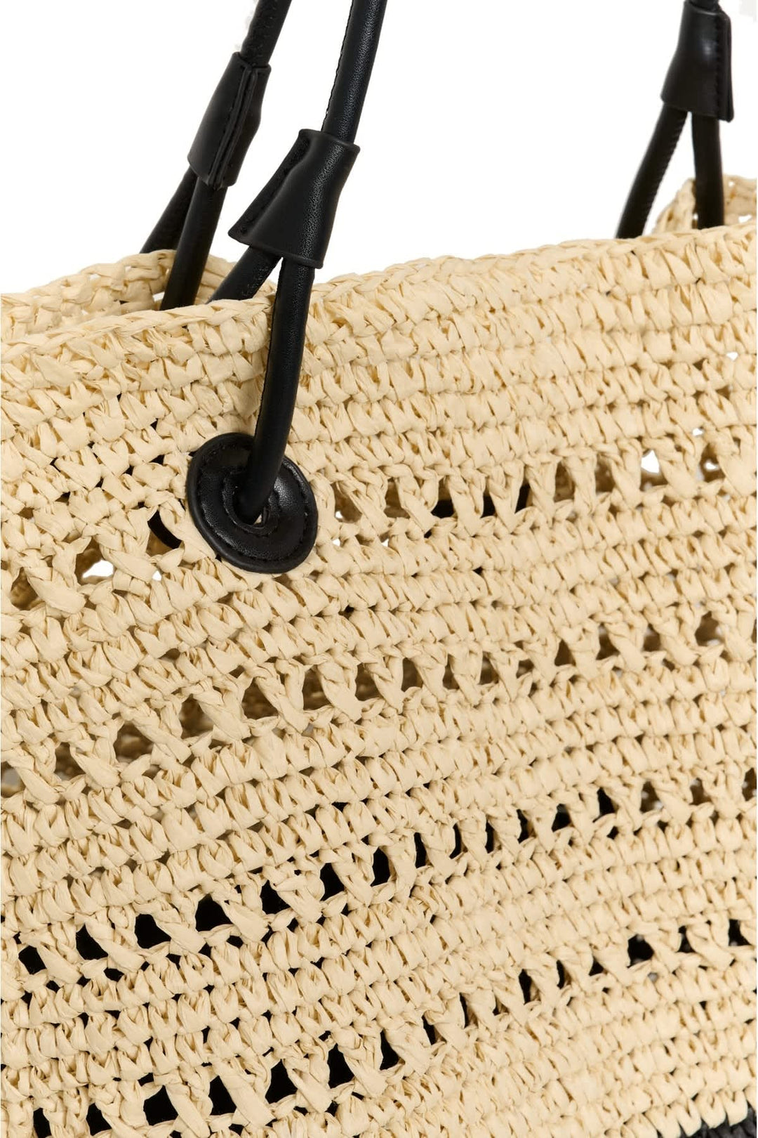 Vue de côté sac à mains paille avec poignée tressée Inwear pour femme naturel - Valérie Simon