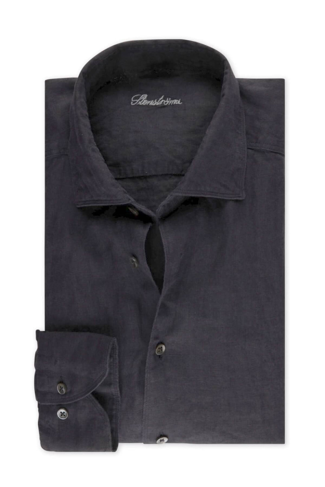 Chemise en lin légère et respirante, col classique, couleur bleu foncé, idéale pour l'été et les occasions décontractées.