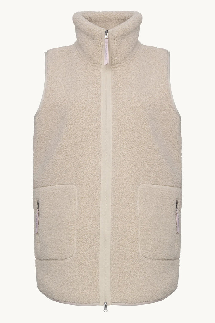 Veste longue sans manches en sherpa
