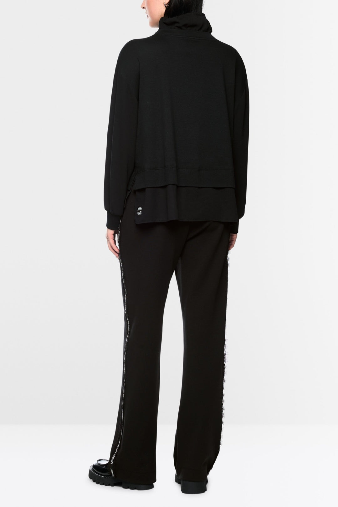 Loose blouse with drawstring neckline 
