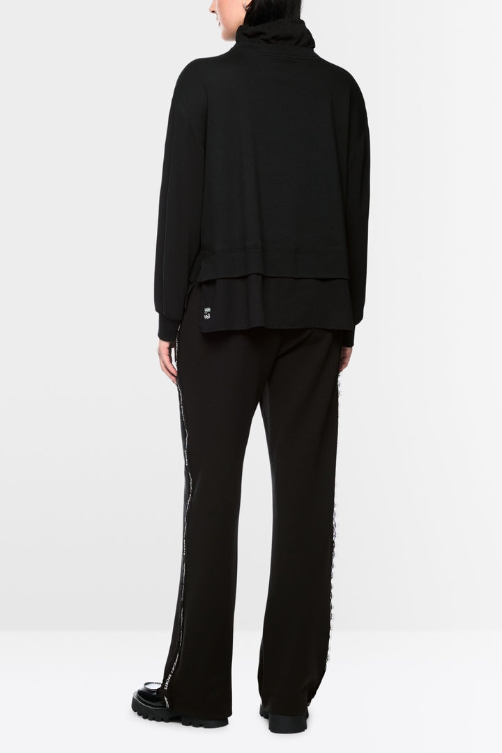 Loose blouse with drawstring neckline 