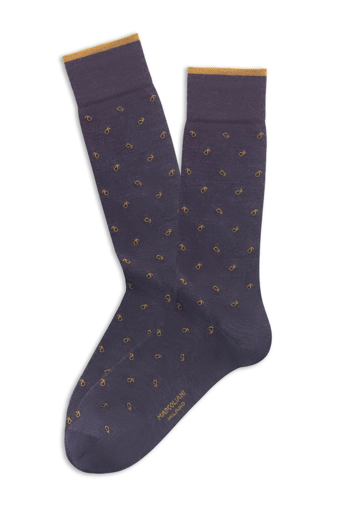 Bas raffiné avec motif discret, couleur violet, coupe mi-haute, parfait pour un look élégant et confortable.