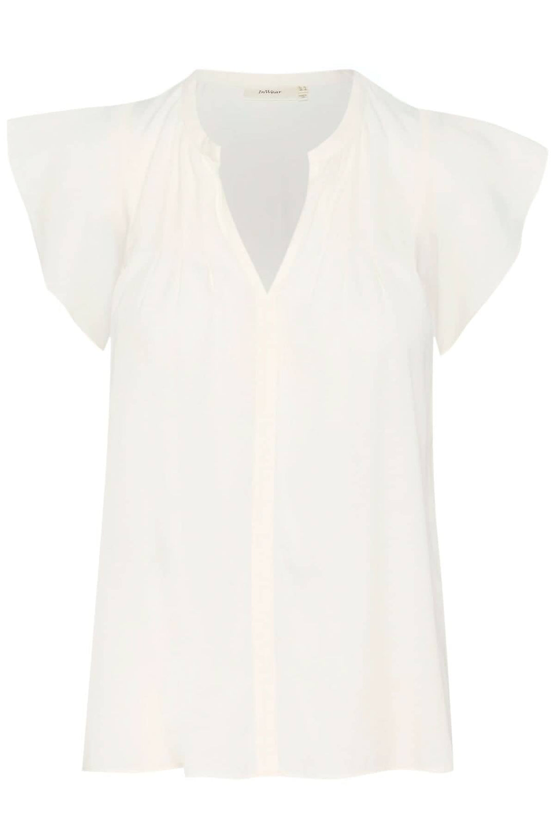 Blouse Cidenza légère avec encolure plissée et manches volantes, en tissu doux et fluide.