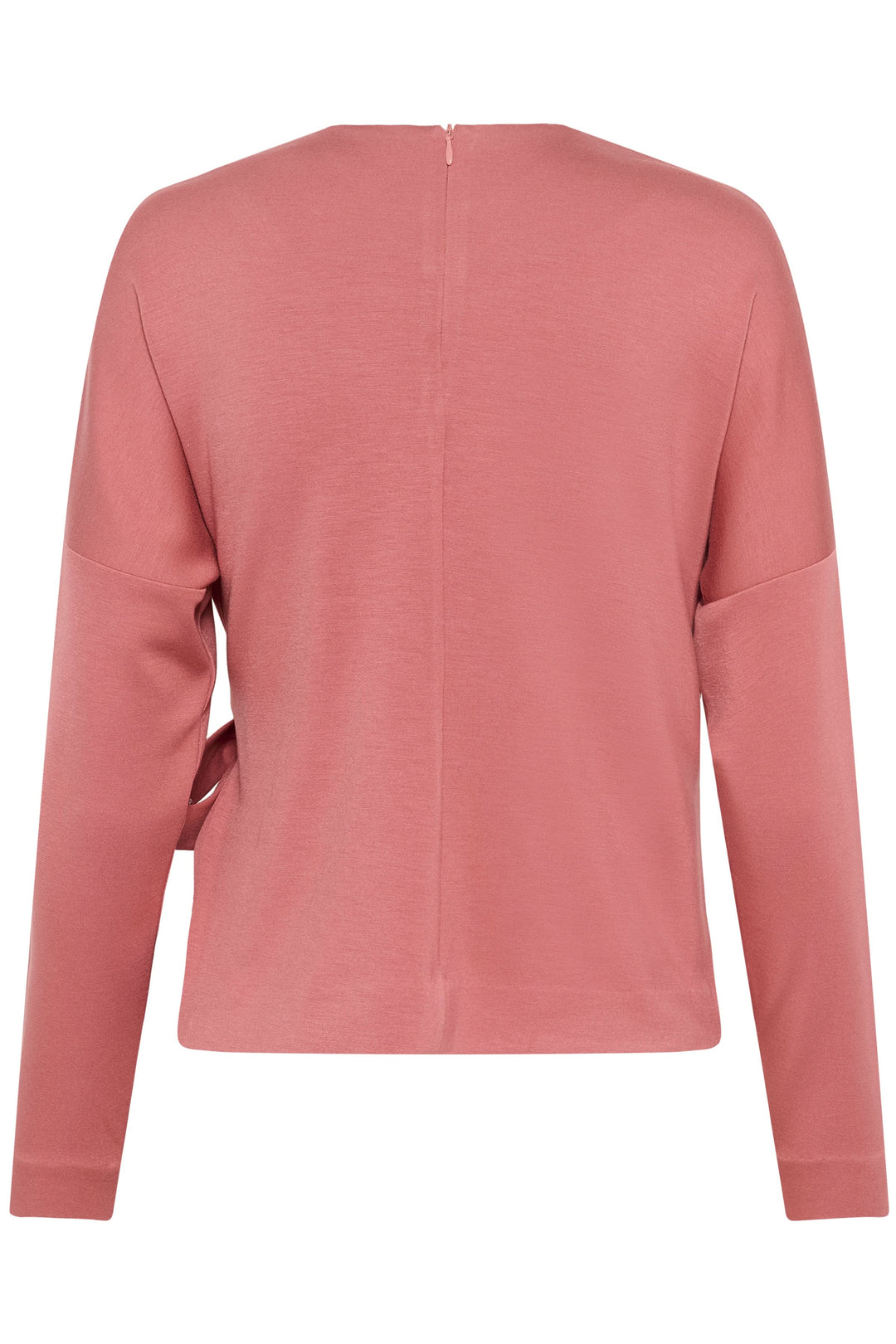 Blouse Tricent contemporaine avec détail noué côté, couleur rose, vue arrière. Design élégant et confortable pour un look soigné.
