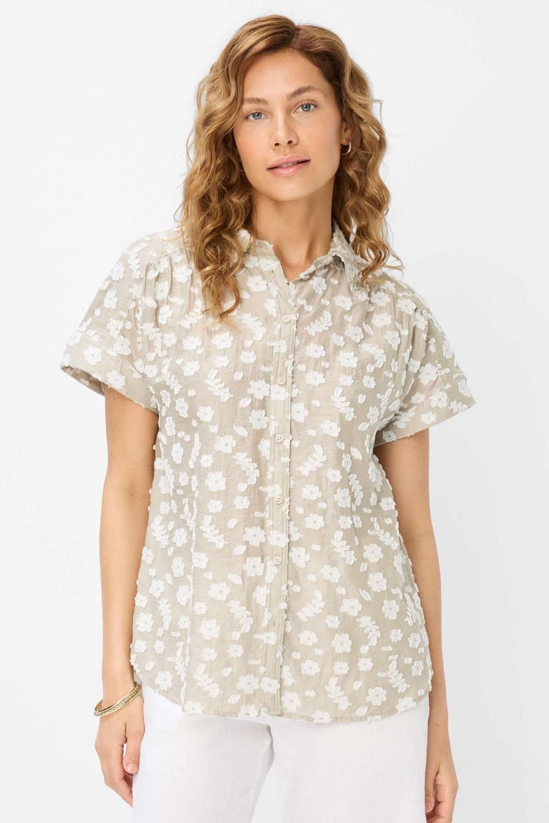 Blouse VIV broderie florale à motifs délicats, coupe oversize, idéale pour les jours d&