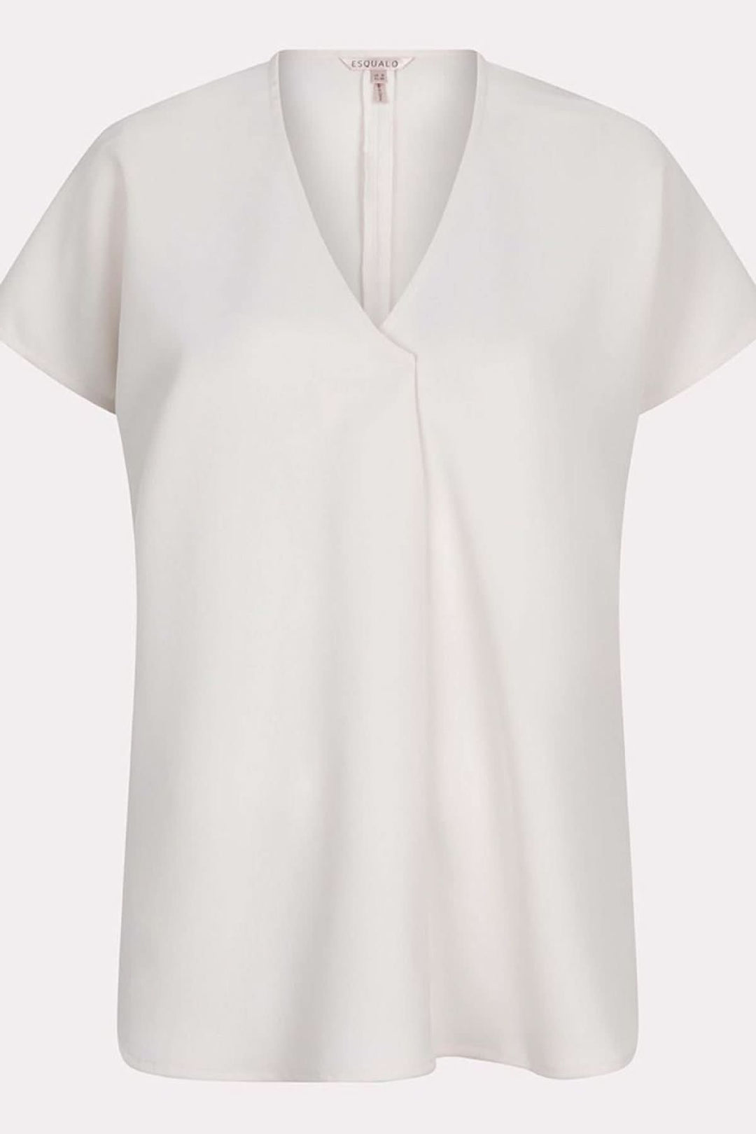Blouse à manches courtes fluide blanche, col en V, coupe ample et élégante, parfaite pour toutes occasions.