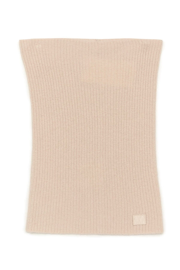 Cache-cou en laine d'agneau de couleur neutre avec texture côtelée et monogramme InWear.