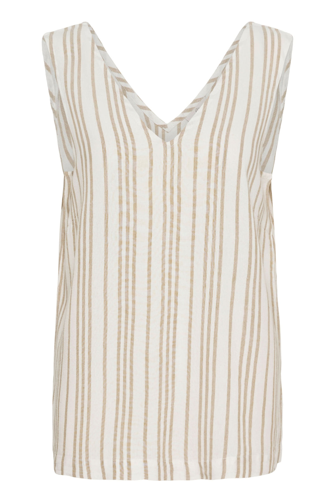 Camisole rayée sans manches avec encolure en V et coupe décontractée, idéale pour un look chic.