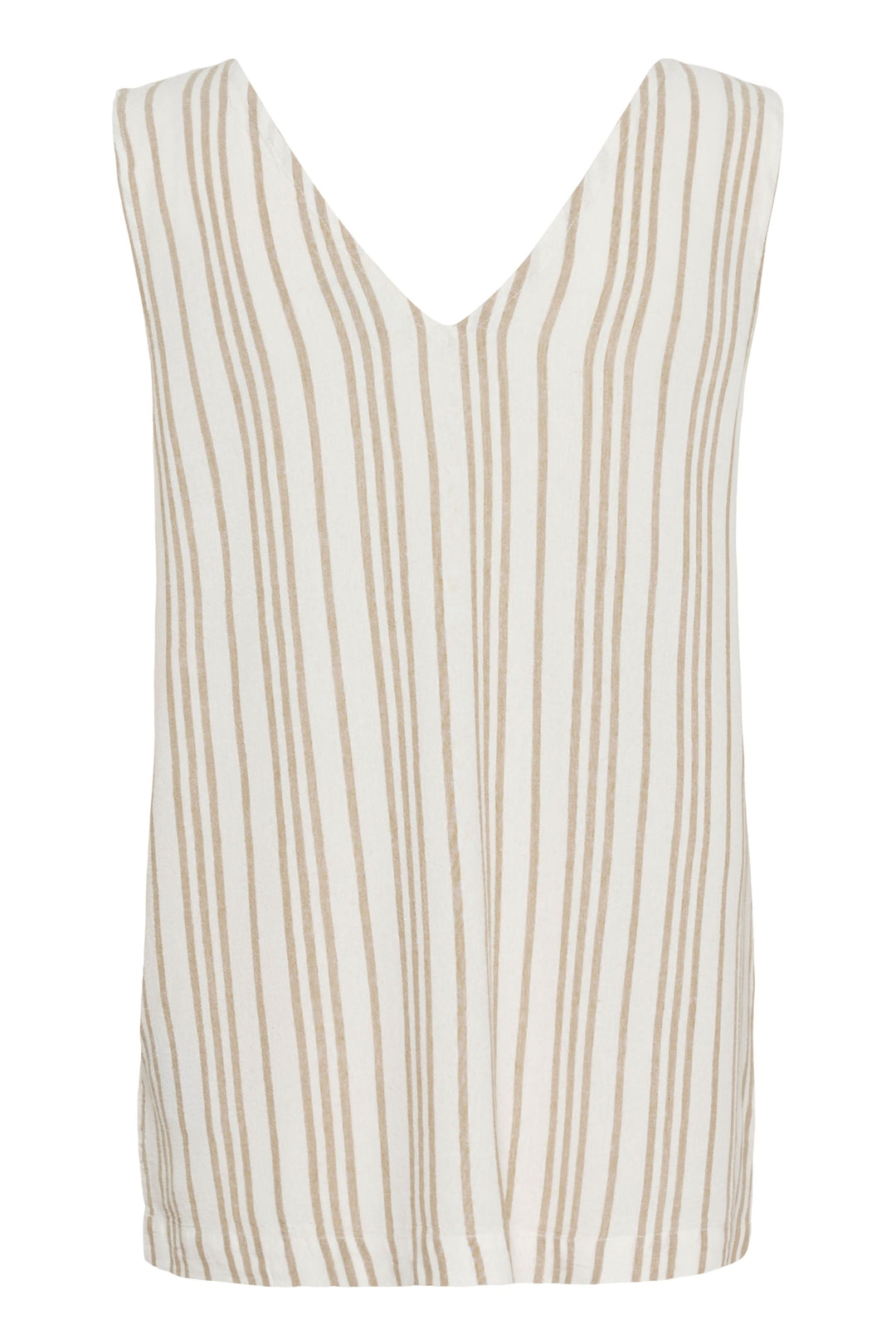 Camisole sans manches à rayures verticales, col en V, matière souple et légère, coupe décontractée.