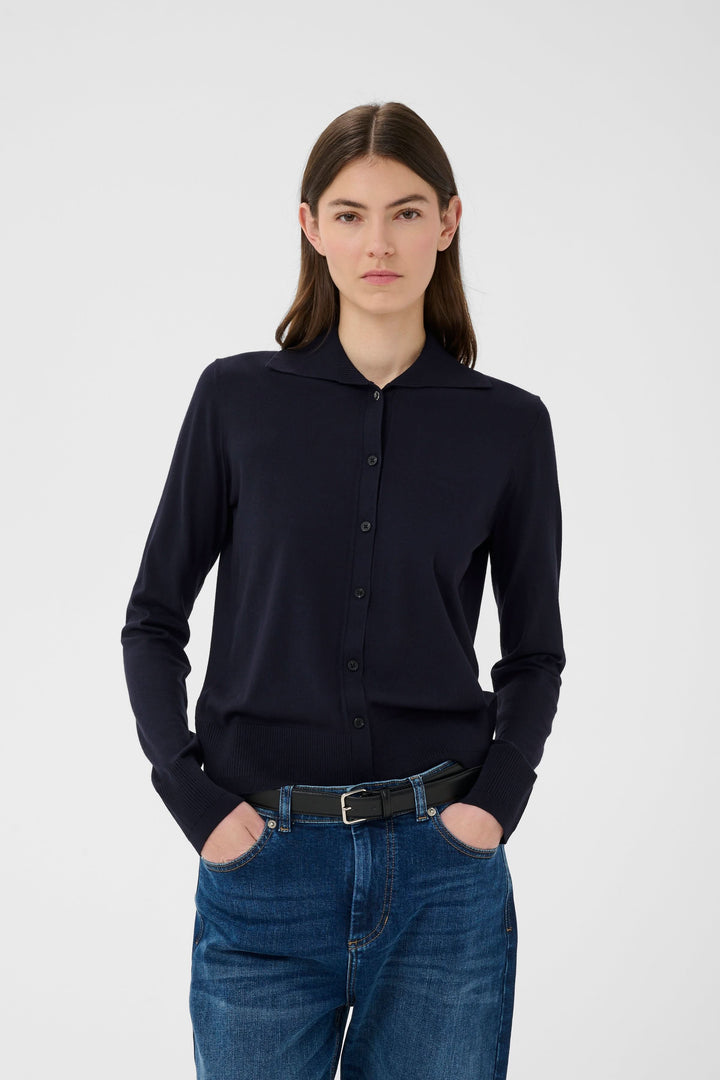 Cardigan Miko tricot fin boutonné col polo