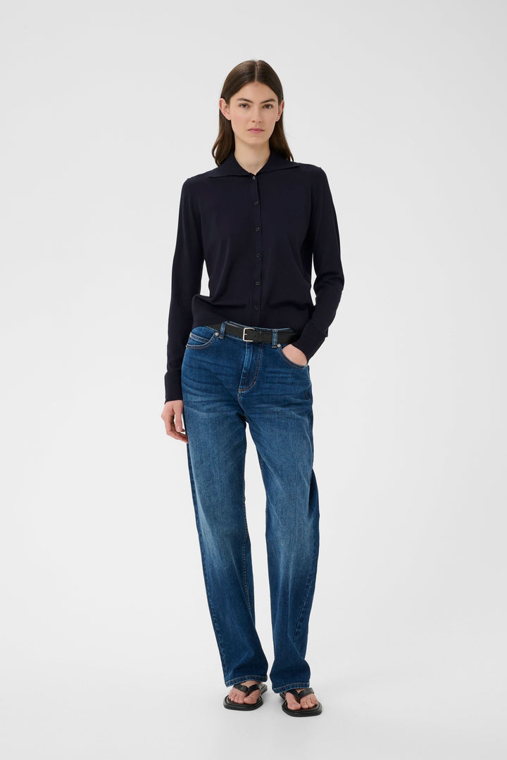 Cardigan Miko tricot fin boutonné col polo