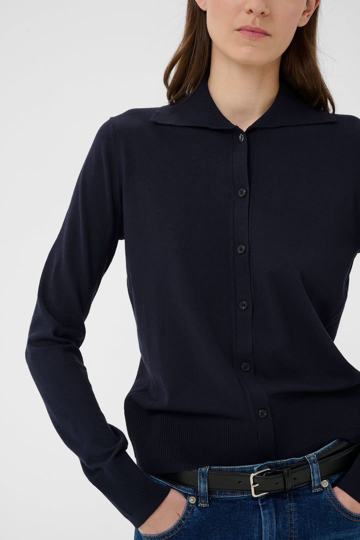 Cardigan Miko tricot fin boutonné col polo