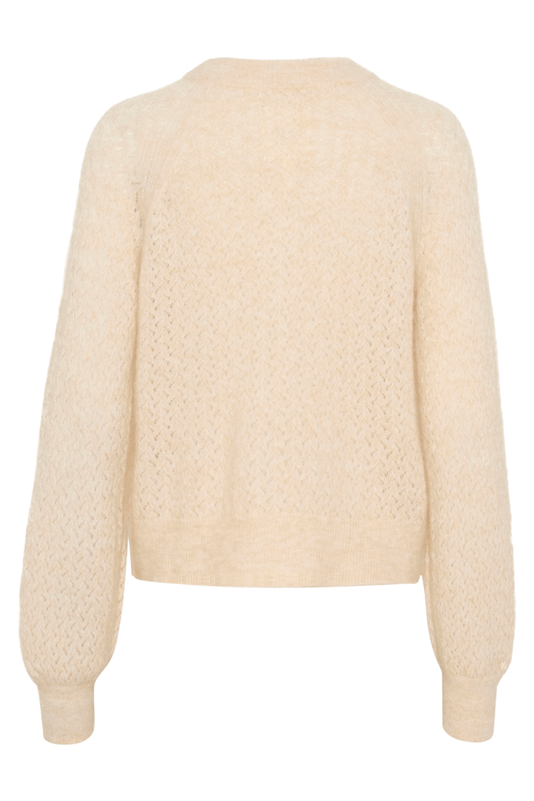 Alt Tag: Vue de dos du Cardigan Thora, coupe droite en tricot fin doux, manches longues raglan et encolure ronde classique.