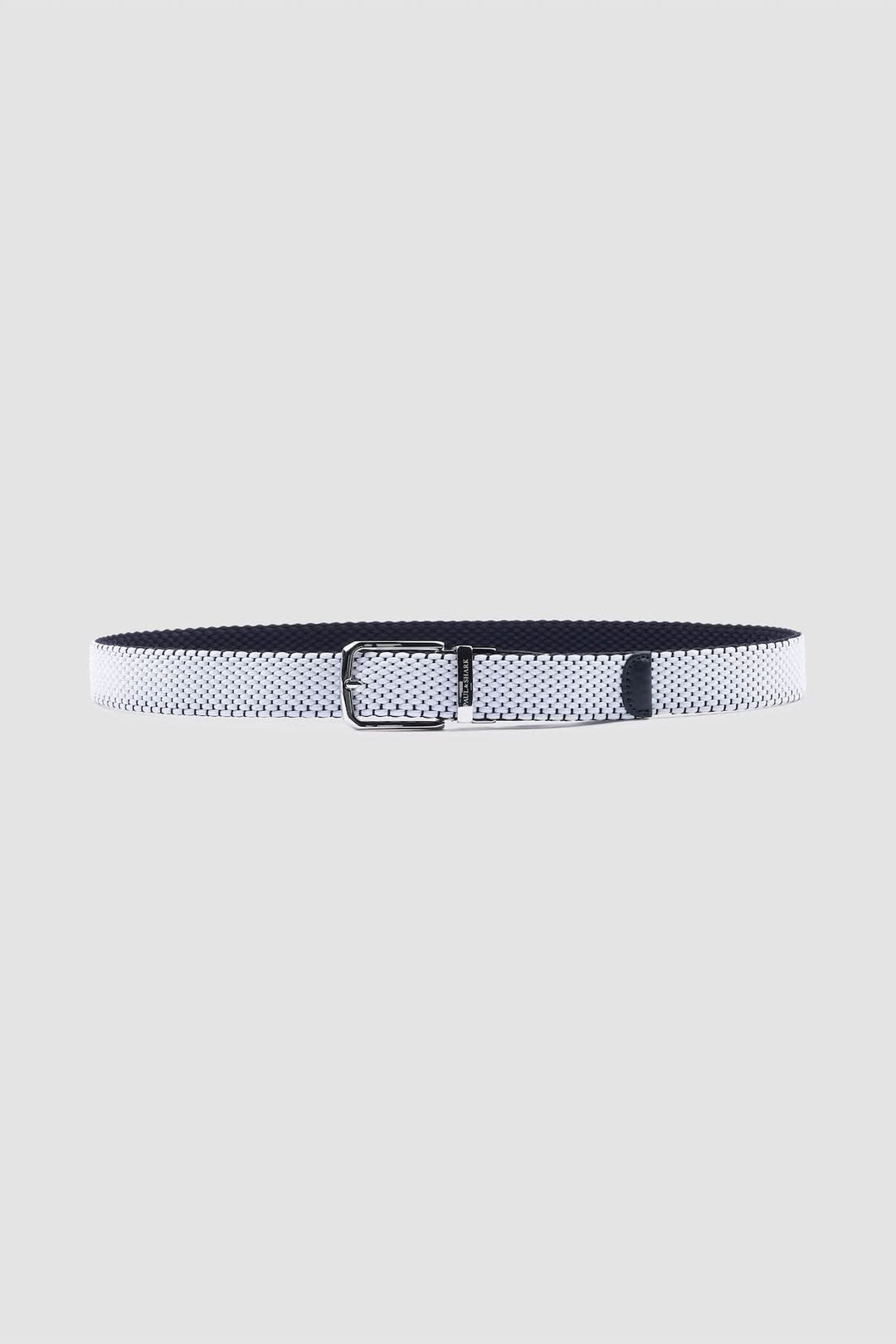 Ceinture élastique réversible avec finitions en cuir, extensible et tressée, idéale pour un style décontracté ou habillé.