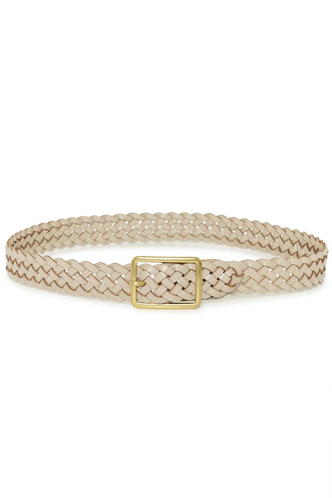 Ceinture tressée Anstina avec boucle carrée en métal, ajustement sans perforations, design souple et élégant, idéale pour toutes les tenues.