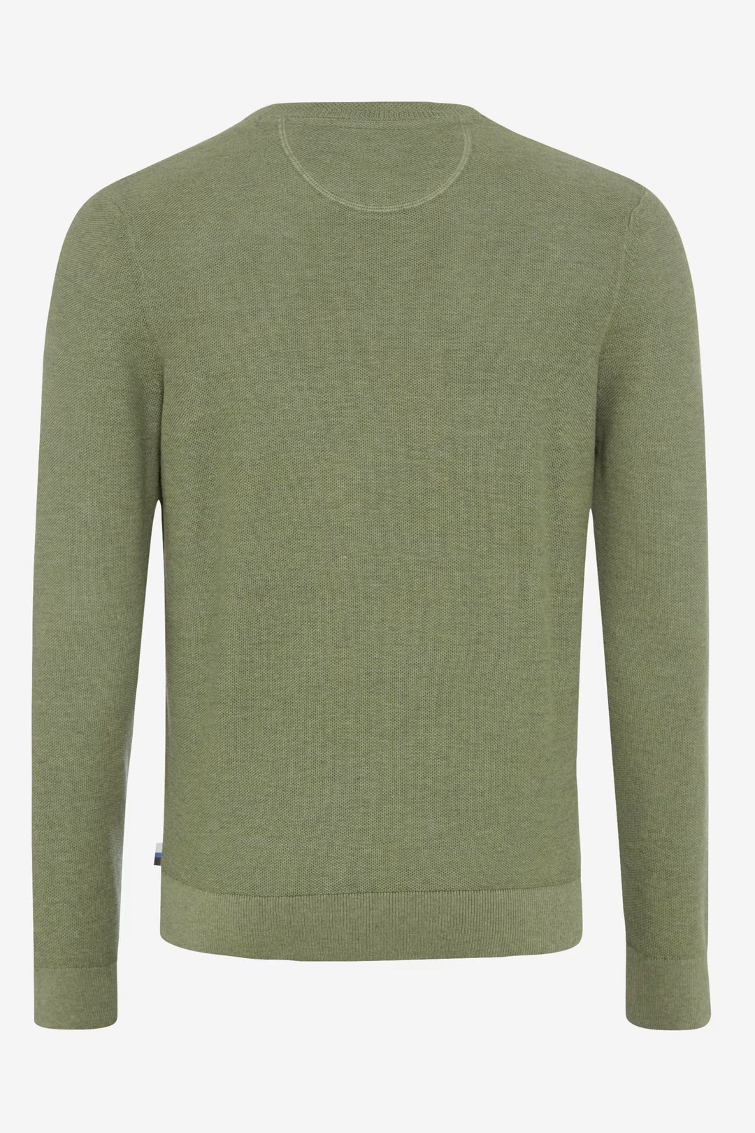 Chandail Rick à col rond, maille fine, coupe classique, couleur vert olive, idéal pour un style sobre et élégant.