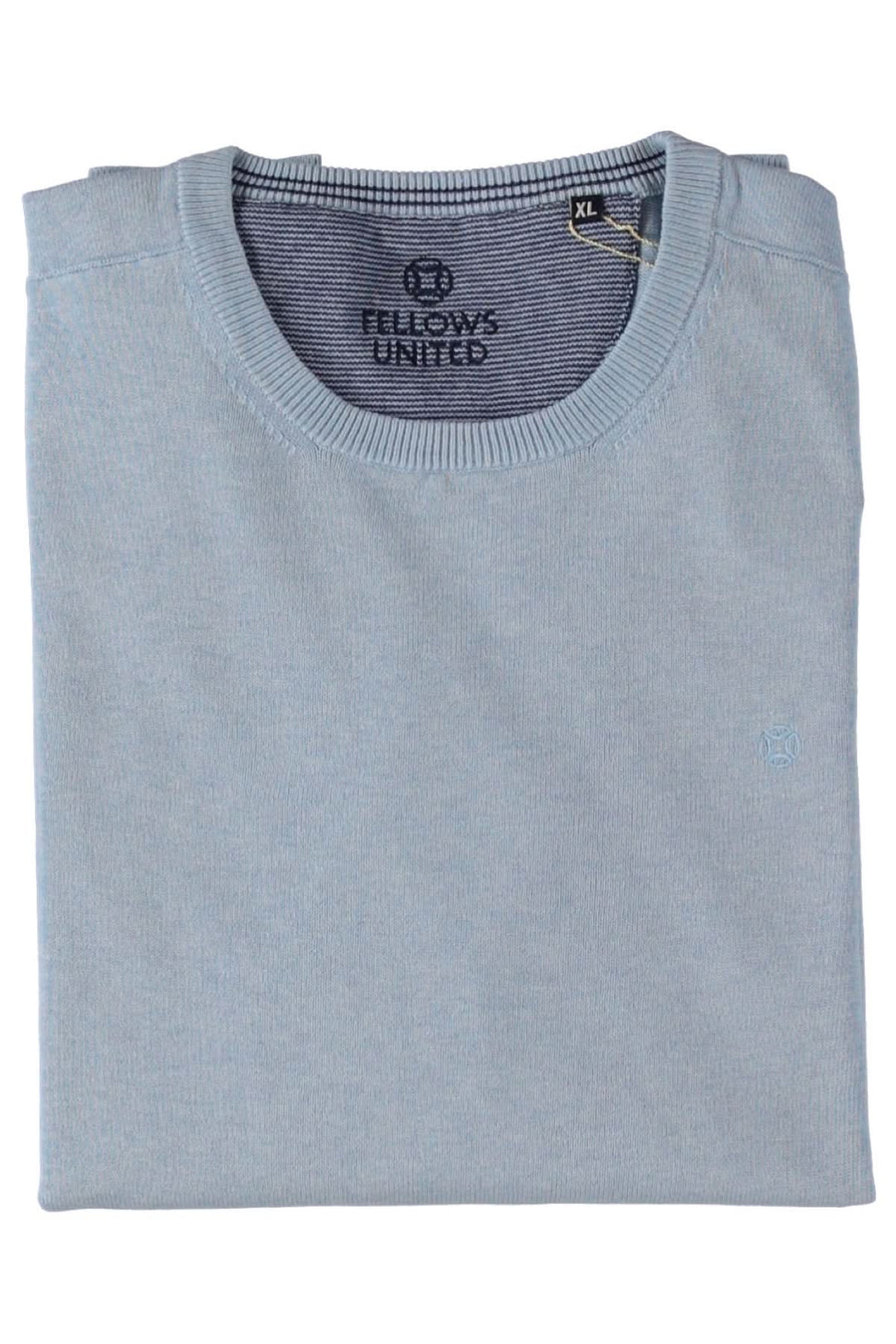 Chandail col ras du cou bleu en laid, coupe régulière, parfait pour un style décontracté.