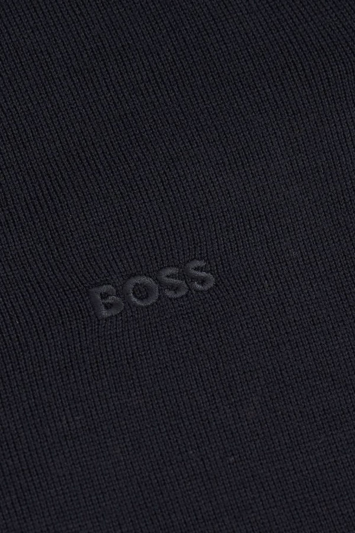 Logo BOSS sur chandail en laine vierge Botto, élégant et intemporel, confection en laine douce et respirante, style épuré pour homme.