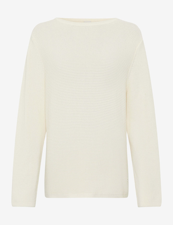 Chandail en maille texturée LESLEY, manches longues et col bateau, style moderne et élégant pour toutes occasions.