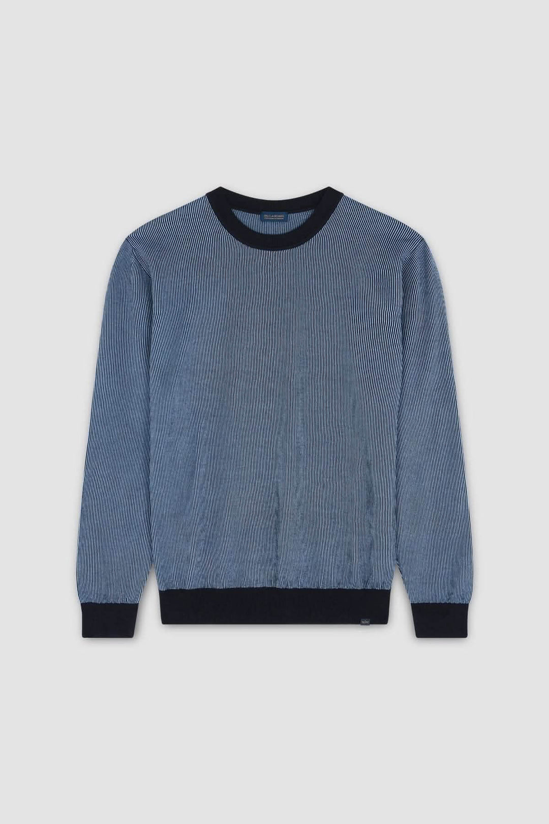 Chandail à rayures bleu marine, confortable et élégant, parfait pour les superpositions de mi-saison.
