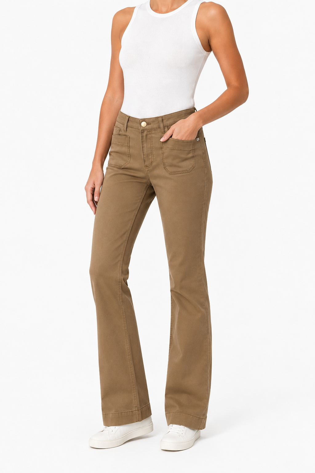 Pantalon Mary évasé à poches plaquées