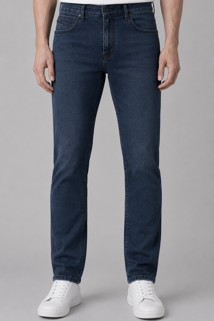 Jeans with a tone-on-tone pattern