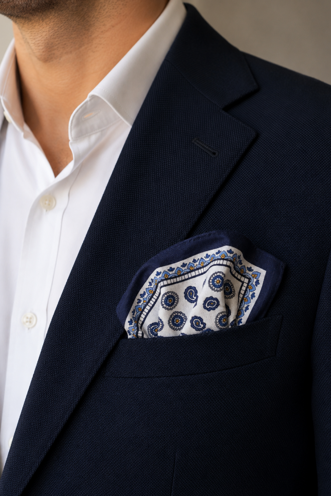 Foulard de poche à motif médaillons et cachemire