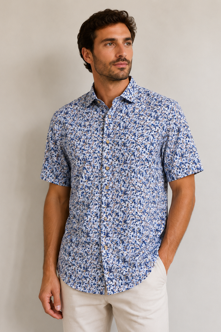 Chemise à manches courtes à motif floral