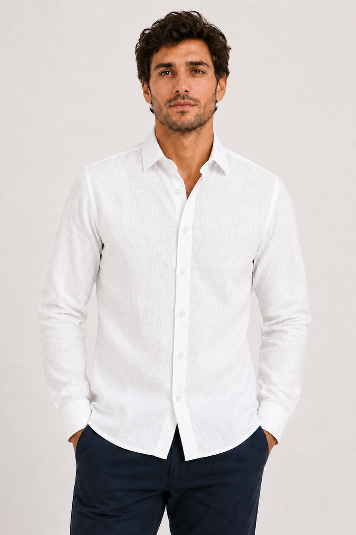 Linen-look casual shirt