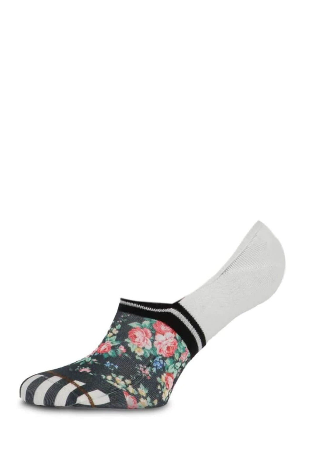 Chaussettes Nikki à design floral et rayures, confort et style pour un look décontracté.