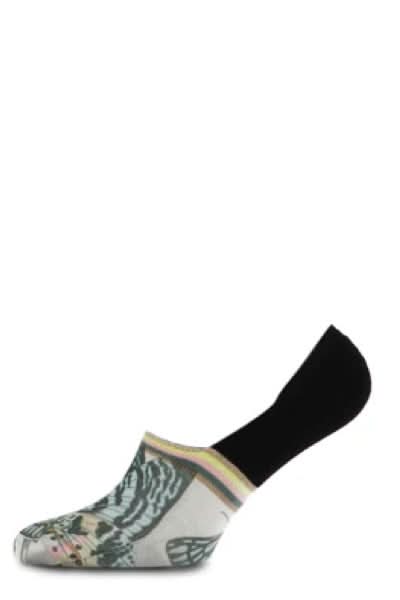 Socquettes invisibles colorées avec imprimé papillons et bande antidérapante pour un maintien optimal.