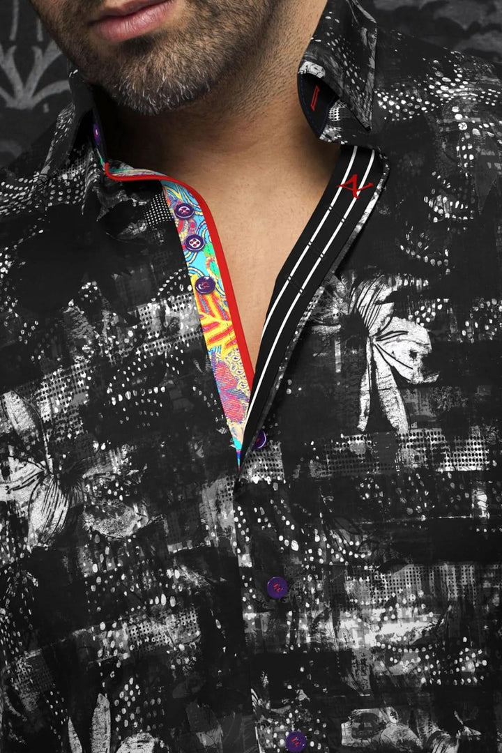 Chemise Gomera avec motifs contrastants et col coloré pour un style chic et décontracté.