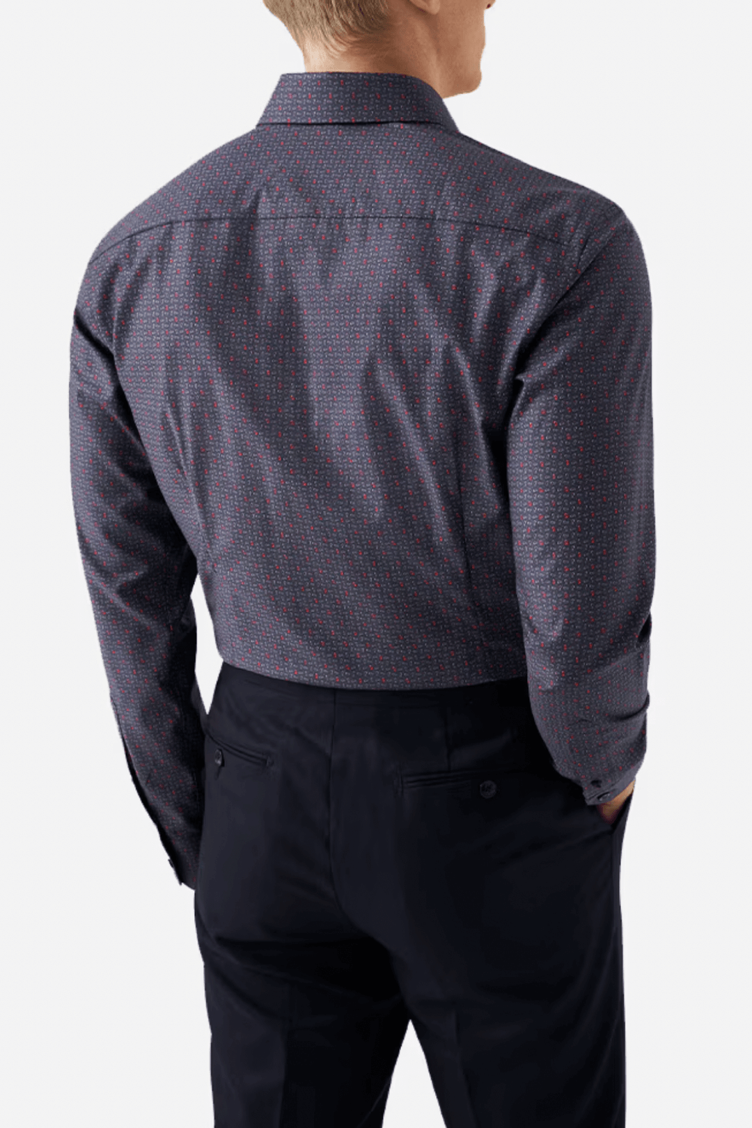 Chemise ajustée Eton avec motif cachemire, vue de dos, élégance adaptée pour occasions formelles ou décontractées.
