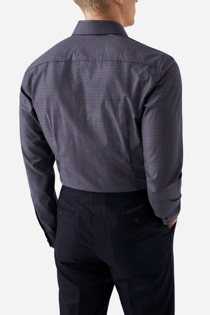 Chemise ajustée Eton avec motif cachemire, vue de dos, élégance adaptée pour occasions formelles ou décontractées.