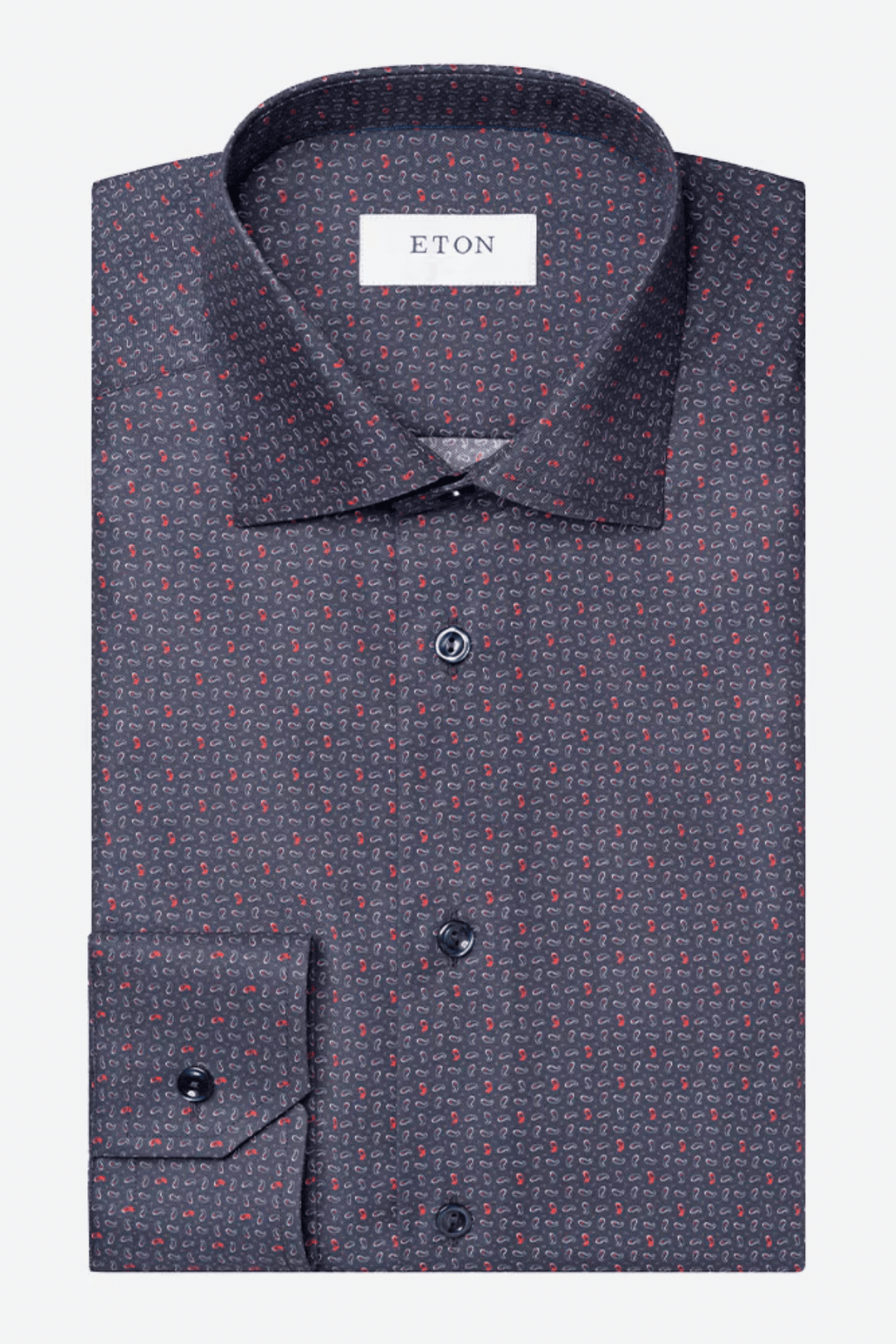 Chemise ajustée Eton avec motif cachemire subtil, col classique et poignets simples, élégante pour toutes les occasions.