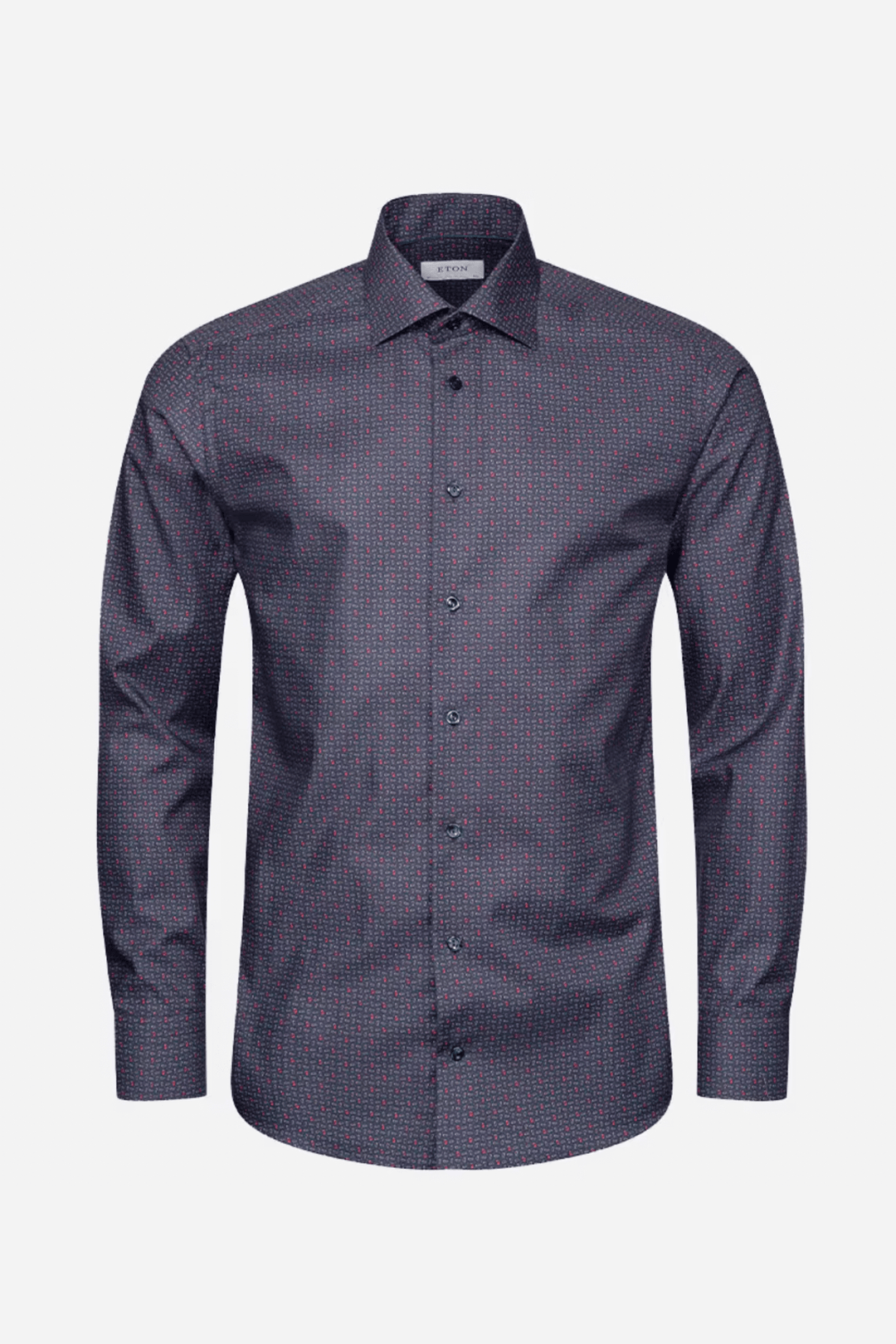 Chemise ajustée Eton avec motif cachemire, col traditionnel, idéale pour occasions formelles ou décontractées.
