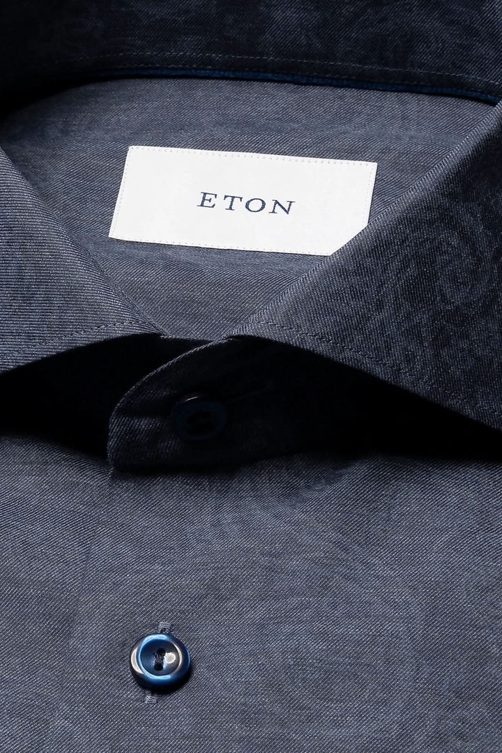 Chemise ajustée ETON avec motif paisley ton sur ton et col classique, pour un style formel élégant.