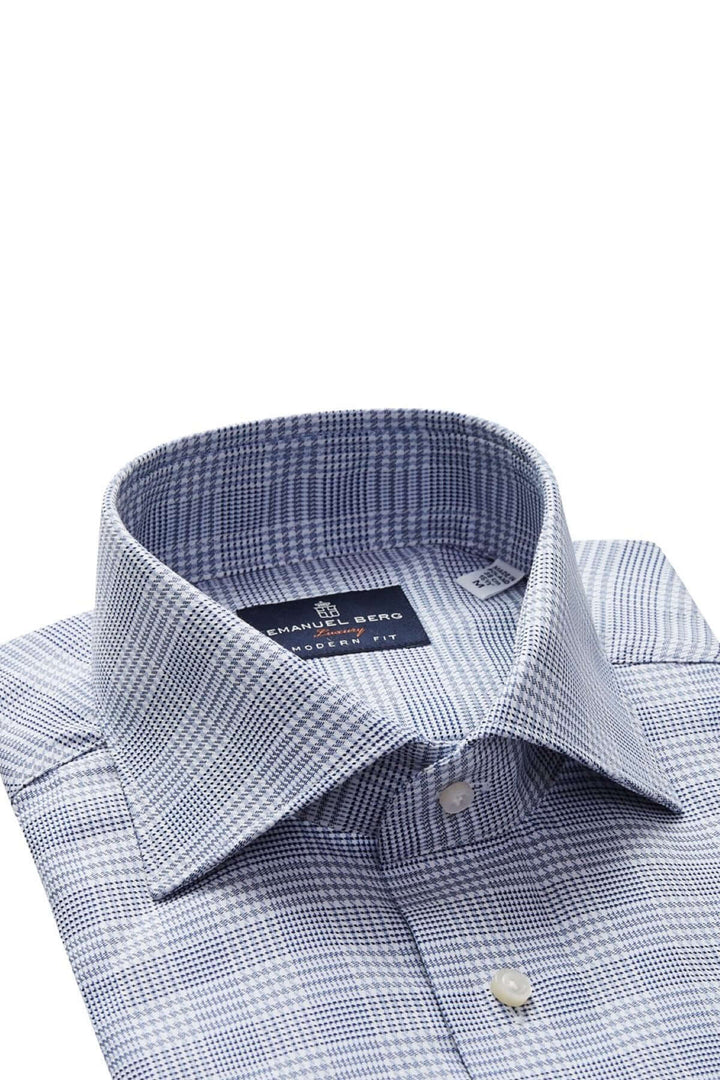 Chemise à carreaux Prince-de-Galles avec col Rialto, en twill extensible pour un confort optimal.