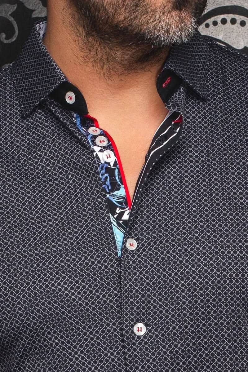 Chemise coupe ajustée Sundance avec micro-imprimé discret et finitions contrastantes pour une allure moderne et élégante.