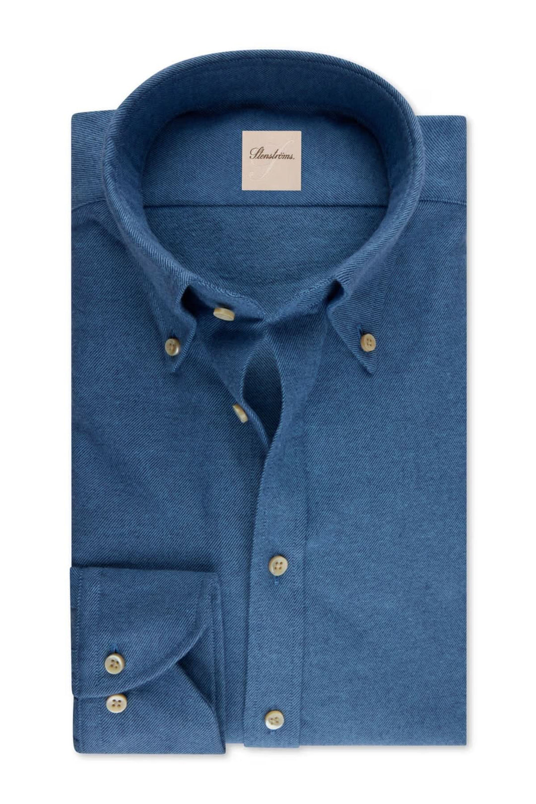Chemise en flanelle coton à col boutonné avec boutons nacre véritable, élégante et raffinée, pour un style intemporel.