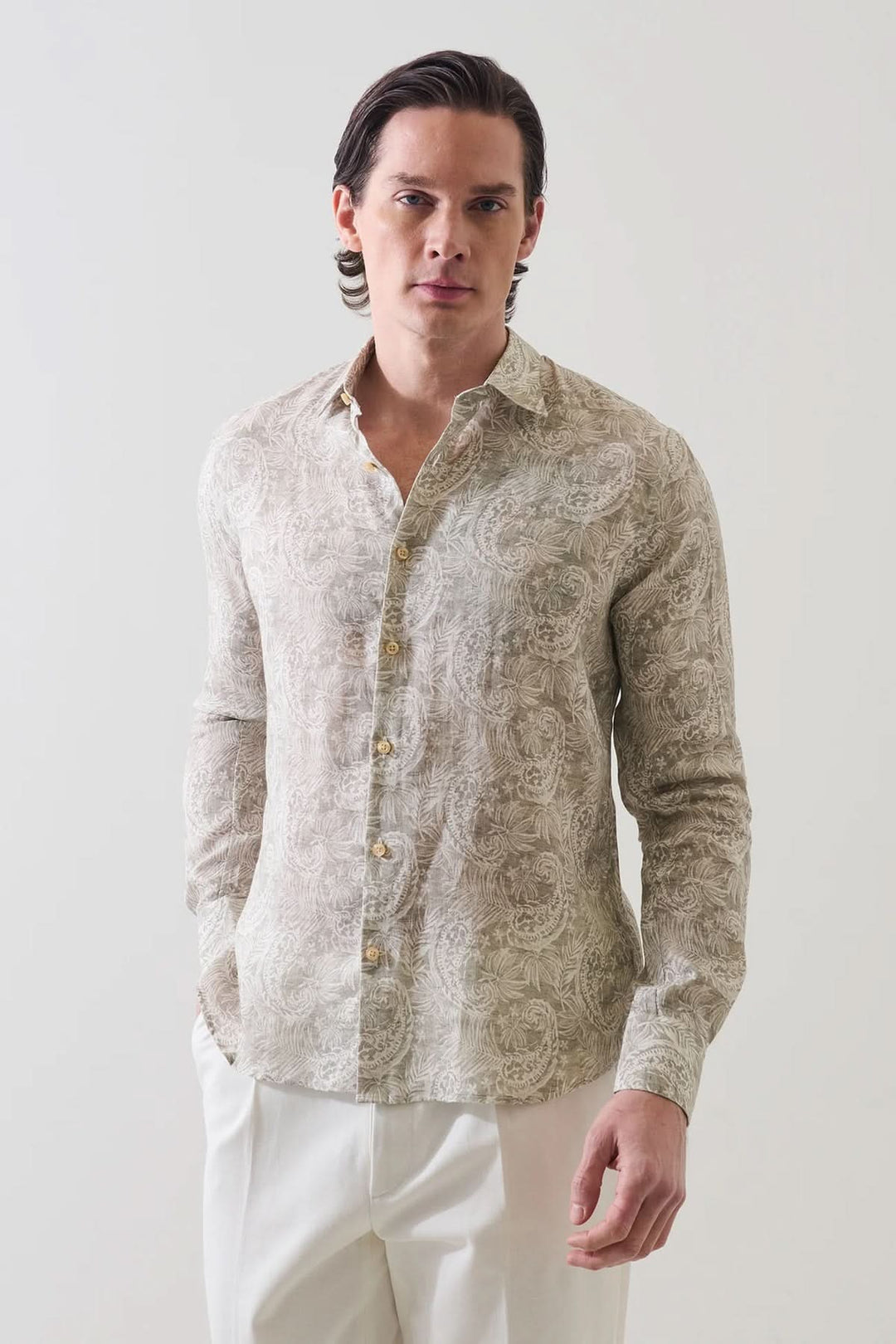 Chemise en lin à motif paisley
