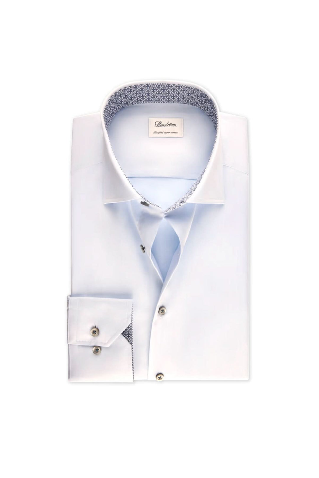 Chemise habillée en coton avec col et poignets contrastés pour un look élégant et professionnel.