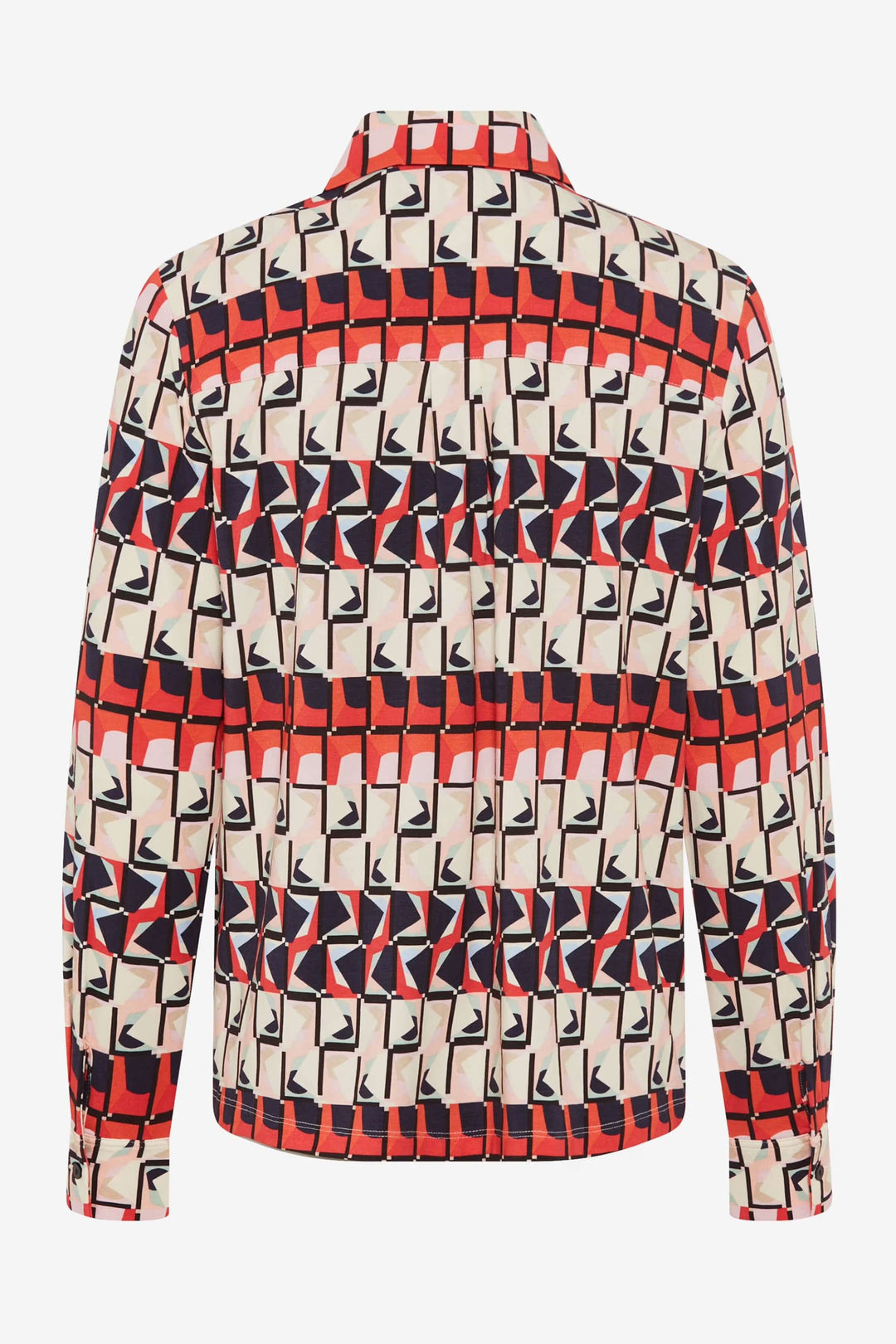 Chemise imprimée Celina avec motif géométrique audacieux et coupe féminine, vue arrière.