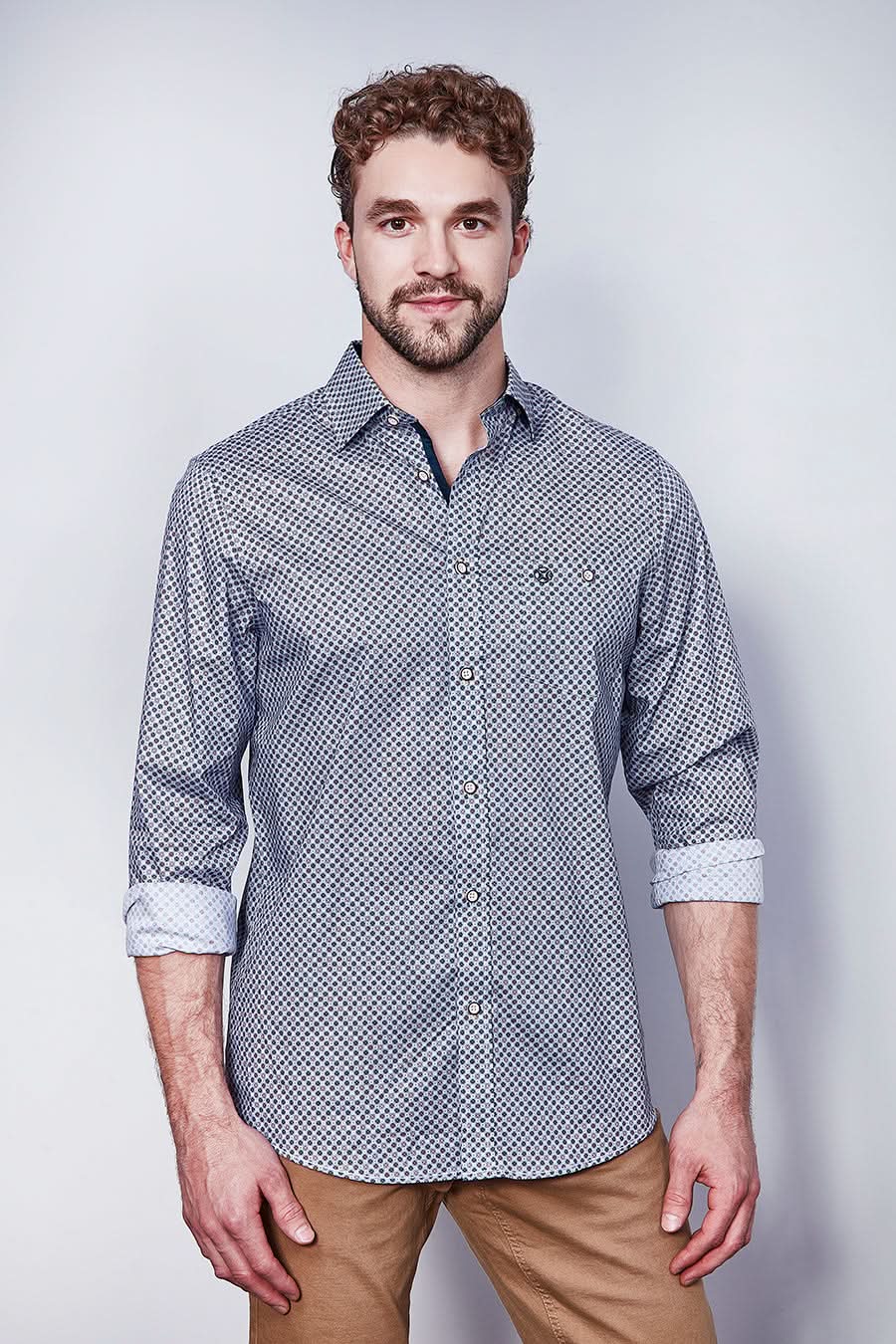 Chemise imprimée à micro-motifs