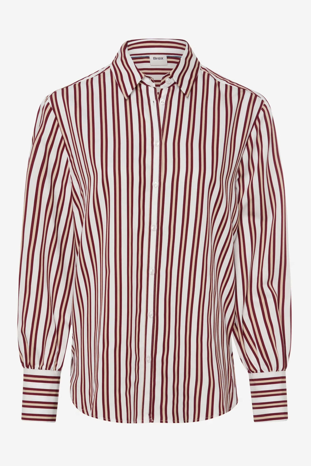 Chemise ligné Vic à rayures rouge et blanc, coupe droite, col classique et boutons sur le devant, élégance et confort moderne.
